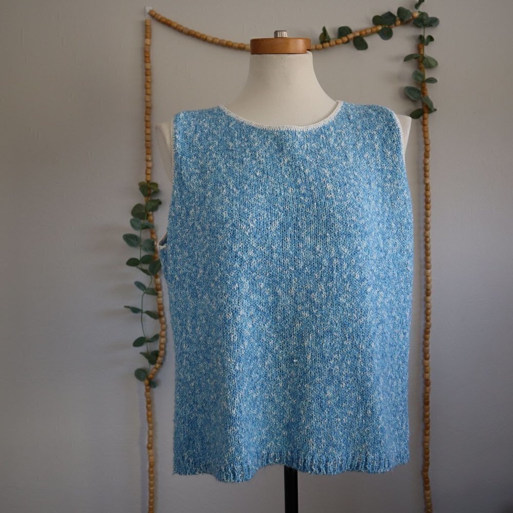 Chelsea Studio Blue and White Layering Sweater Vest Size XL